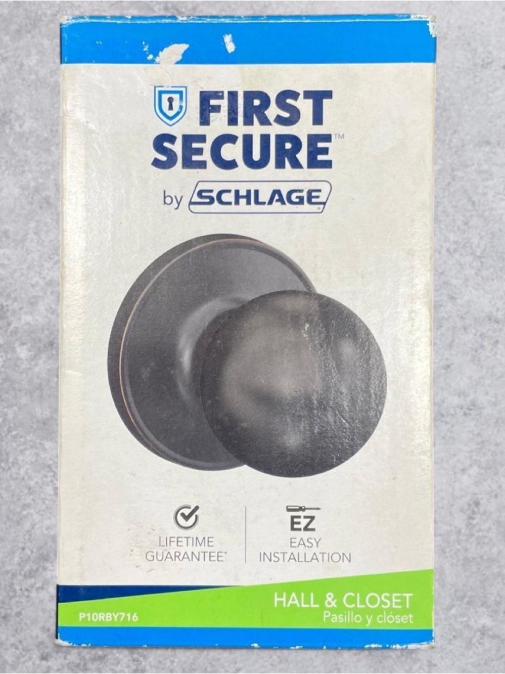 First Secure Schlage Rigbsy Hall Closet Door Knob Oil Rubbed Bronze New in Box